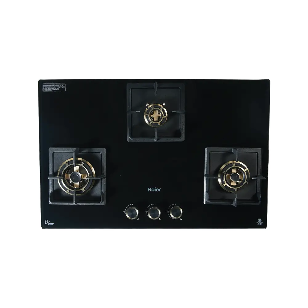 Haier 3 Burner Hybrid-Hob with Full brass burner & metal Knobs